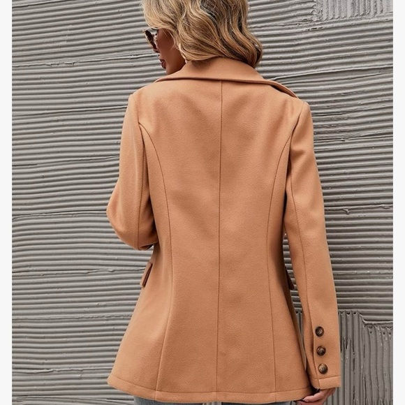 Camel Double-Breasted Women's Blazer Jacket - Picture 5 of 10